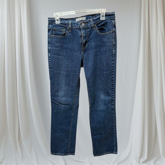 Levi's Women's 505 Straight Leg Dark Blue Denim Jeans Size 8 Short - Picture 2 of 10